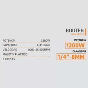 ROUTER 1200w 1/4-8mm (Nemer014)